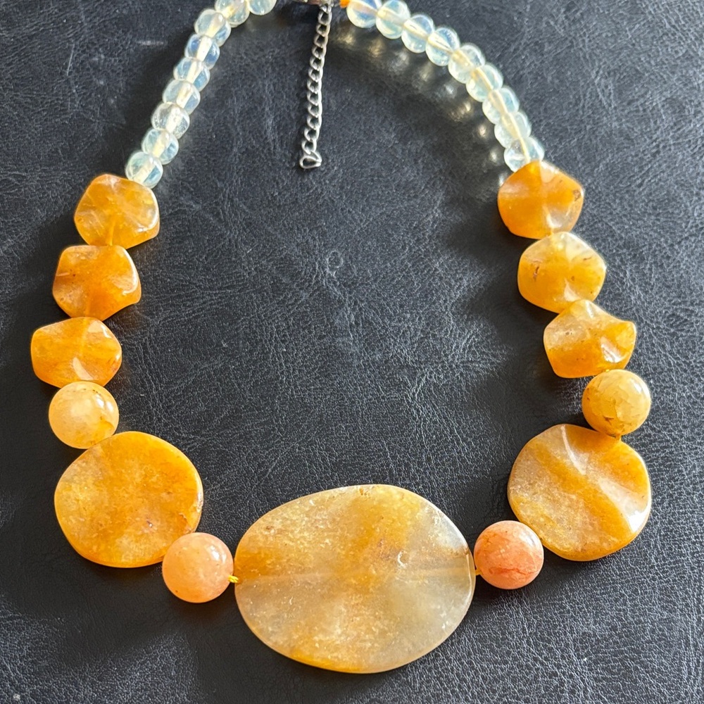 Stunning Natural Agate Beaded Statement Necklace - image 6